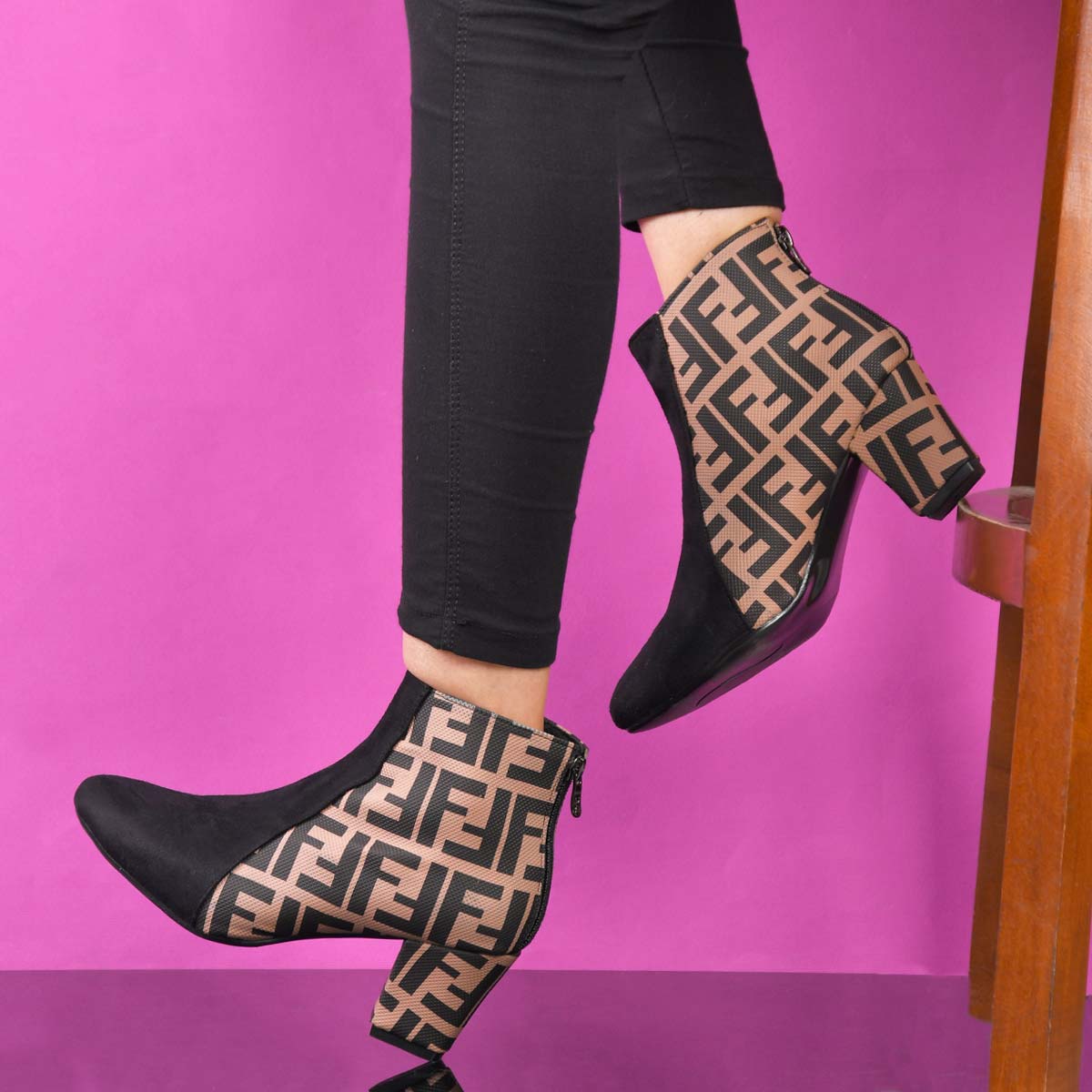 بوت پاشنه دار دخترانه مدل Fendi