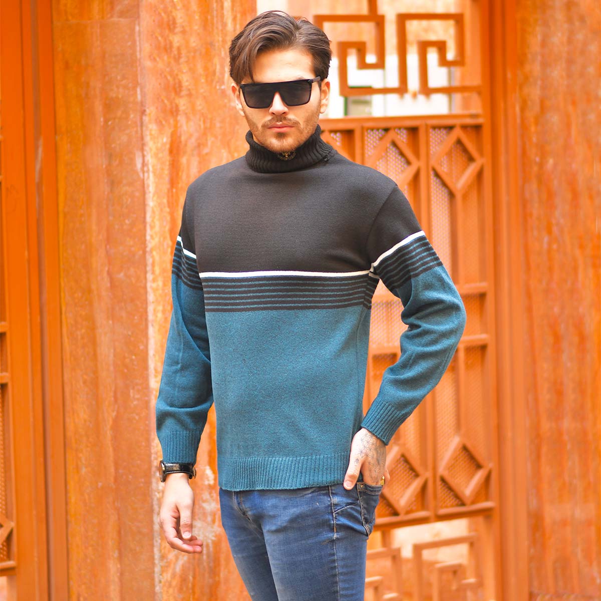 پلیور بافت یقه اسکی مردانه مدل Borna