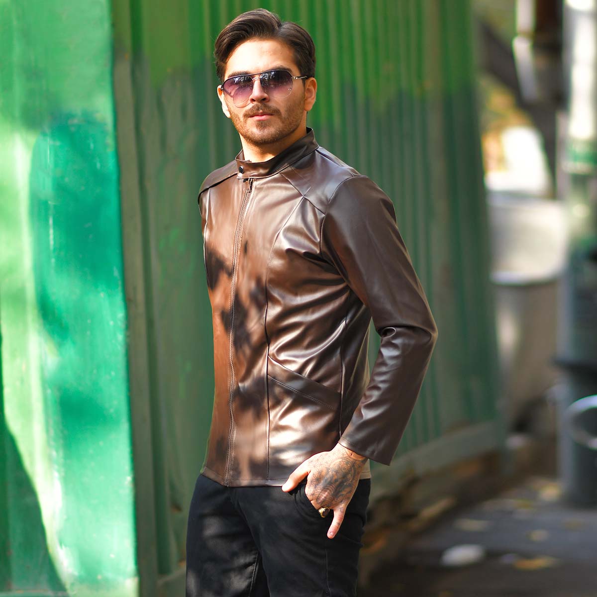 کاپشن چرم مردانه مدل Mark