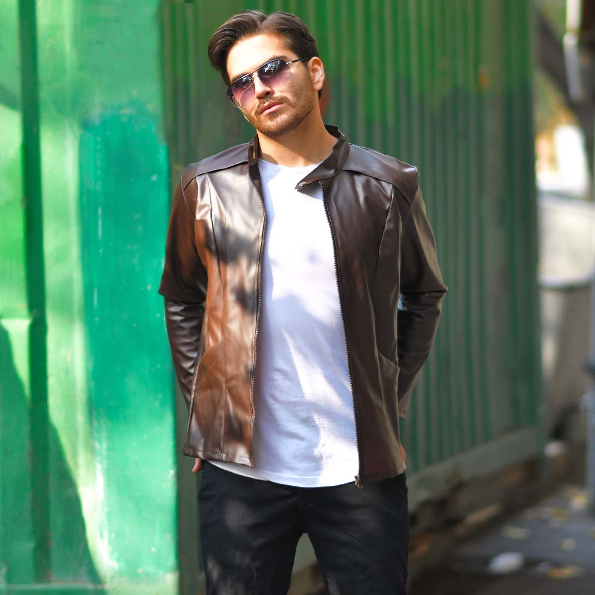 کاپشن چرم مردانه مدل Mark