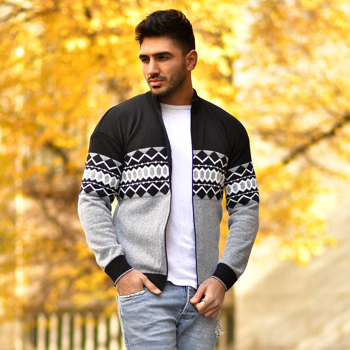 سوئيشرت بافت مشكي   طوسي مردانه مدل Ezad