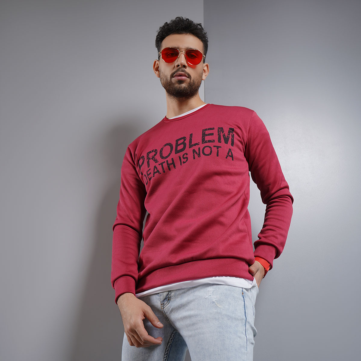 پلیور تو کرکی قرمز مردانه مدل Alferd