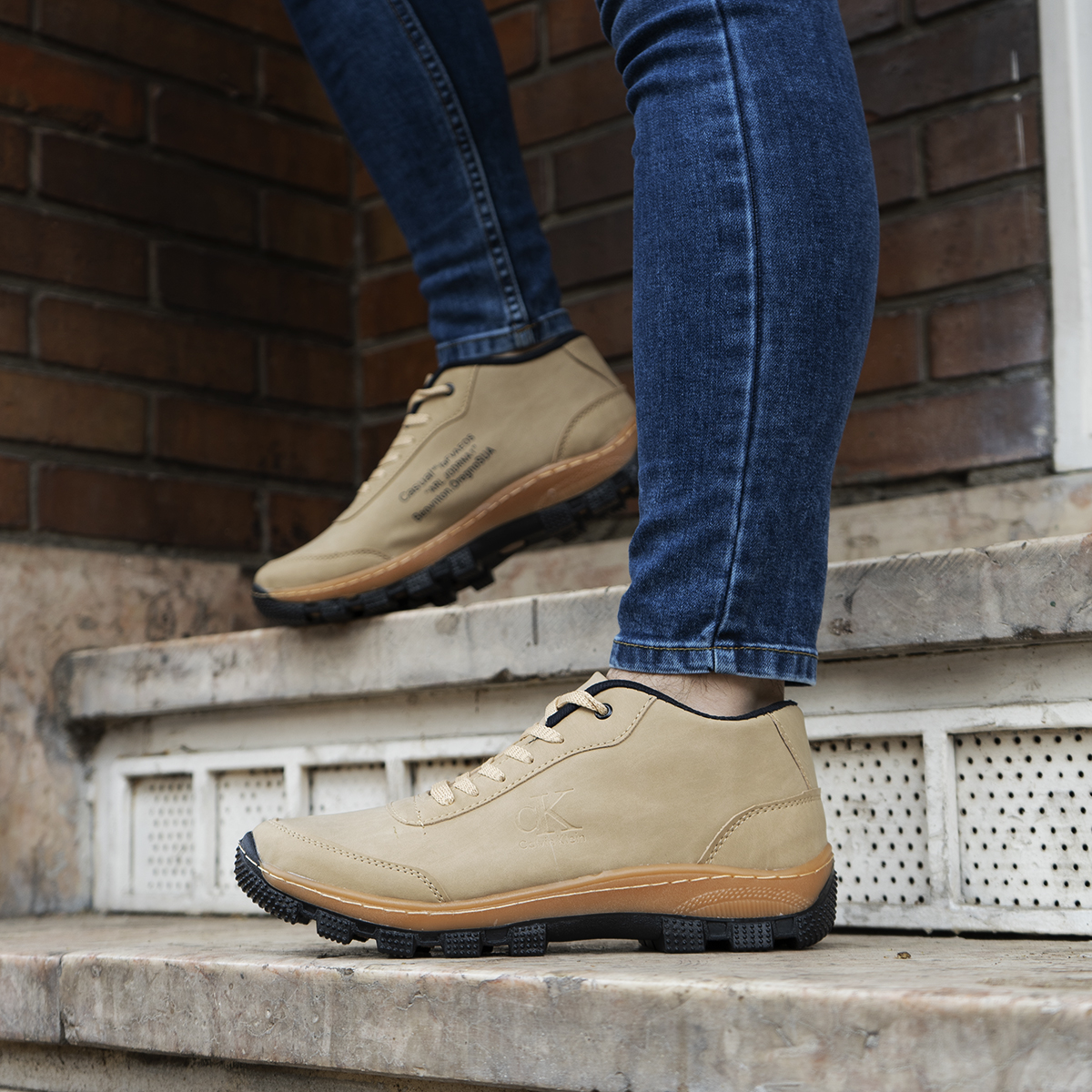 نیم بوت مردانه کرم CK مدل Behdad