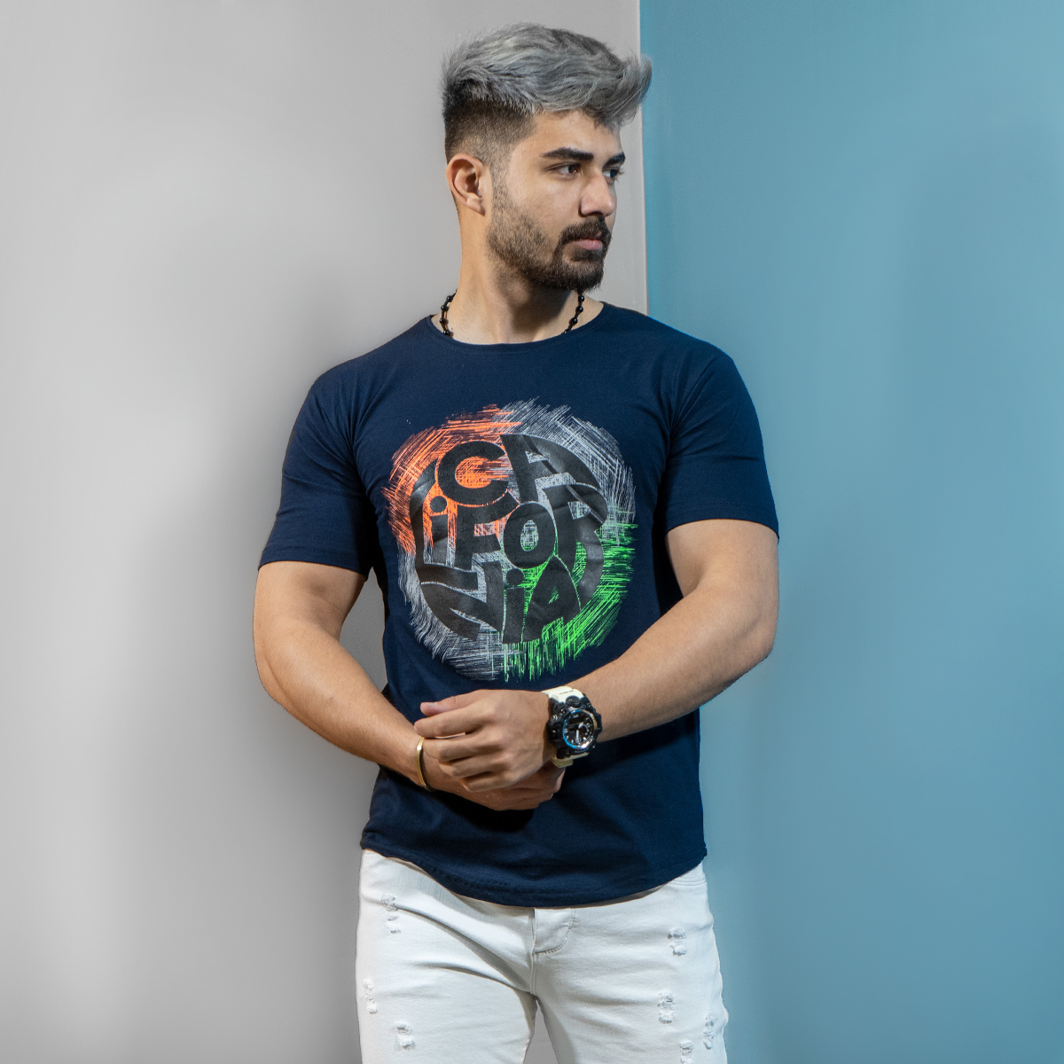 تیشرت مردانه سرمه ای مدل Coda