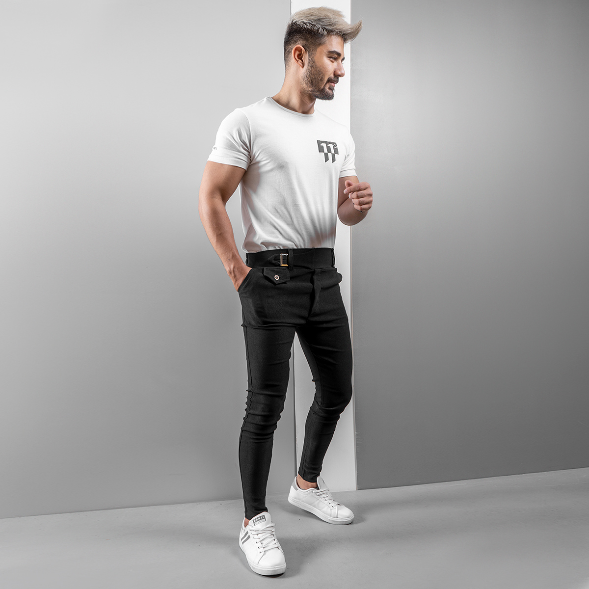 شلوار تك سگك مردانه مشكي مدل Remin