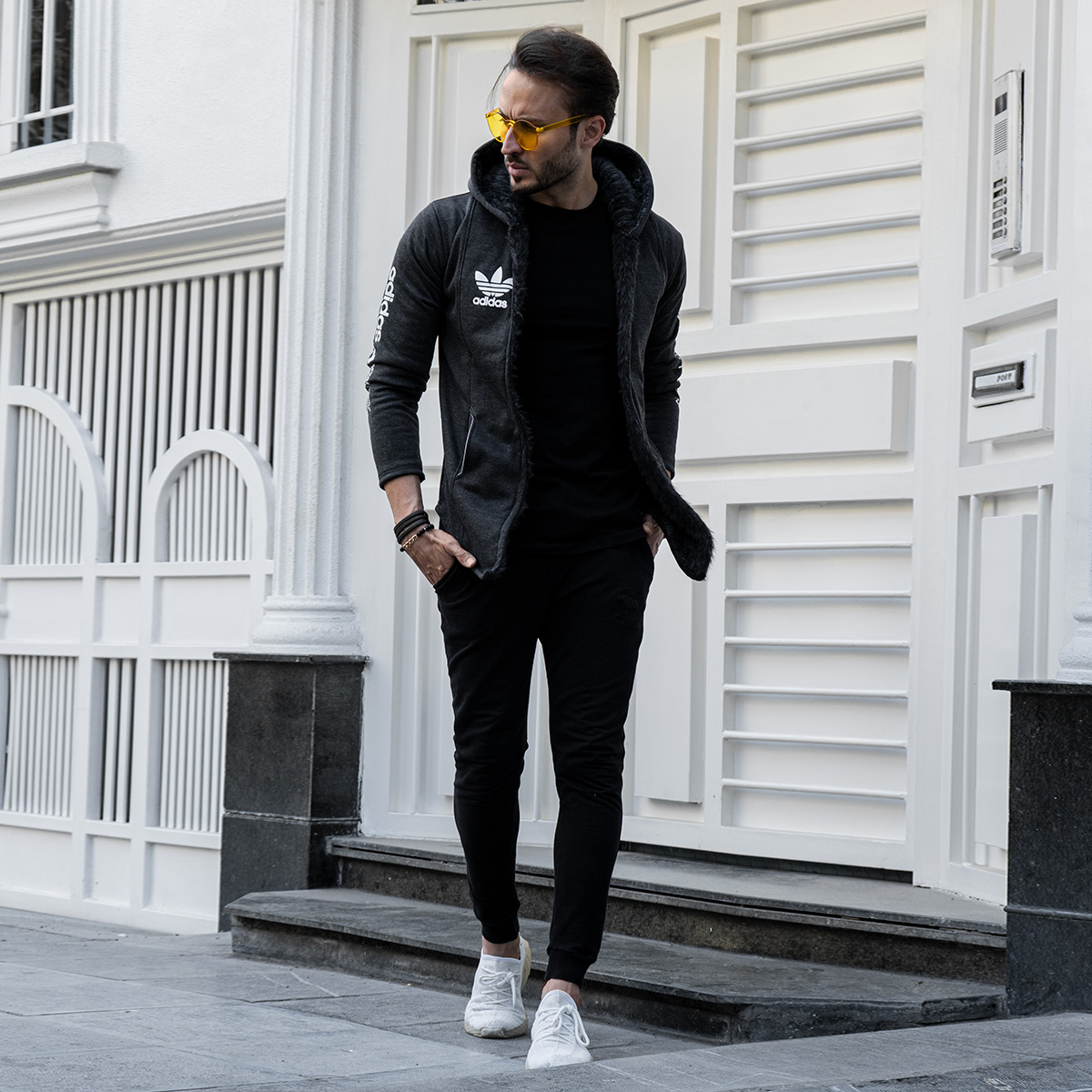 هودی Adidas مردانه ذغالی مدل Aran