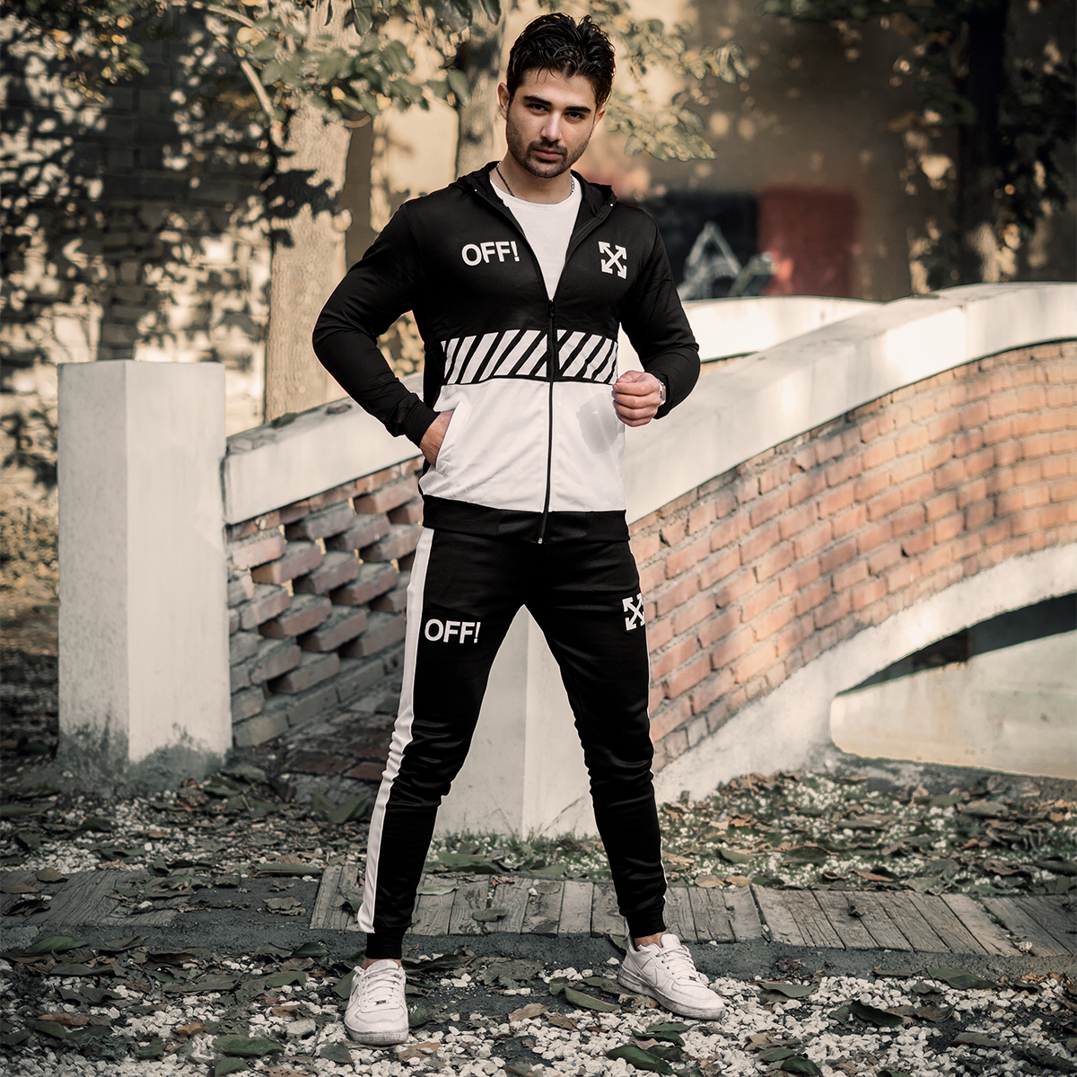 ست سوییشرت شلوار Off-Whiteمردانه مشکی سفید مدلlako