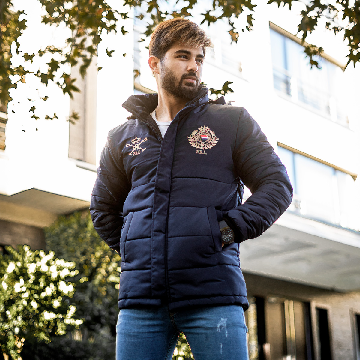 کاپشن مردانه سرمه ای مدل PRL