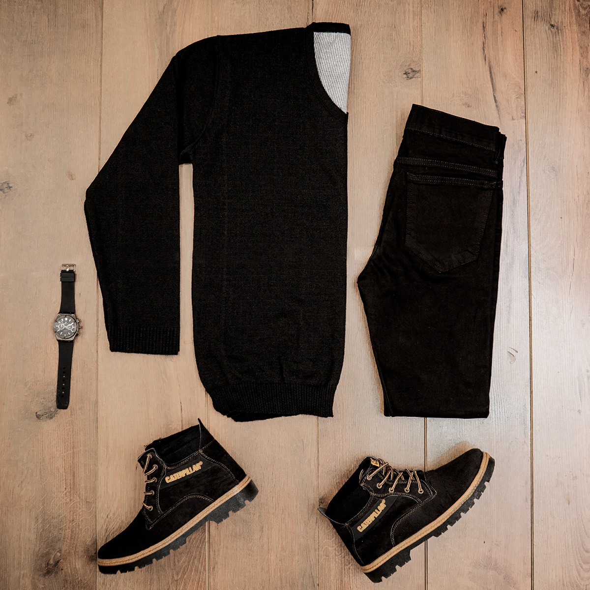 پلیوربافت یقه هفت مشکی مردانه مدل sorosh