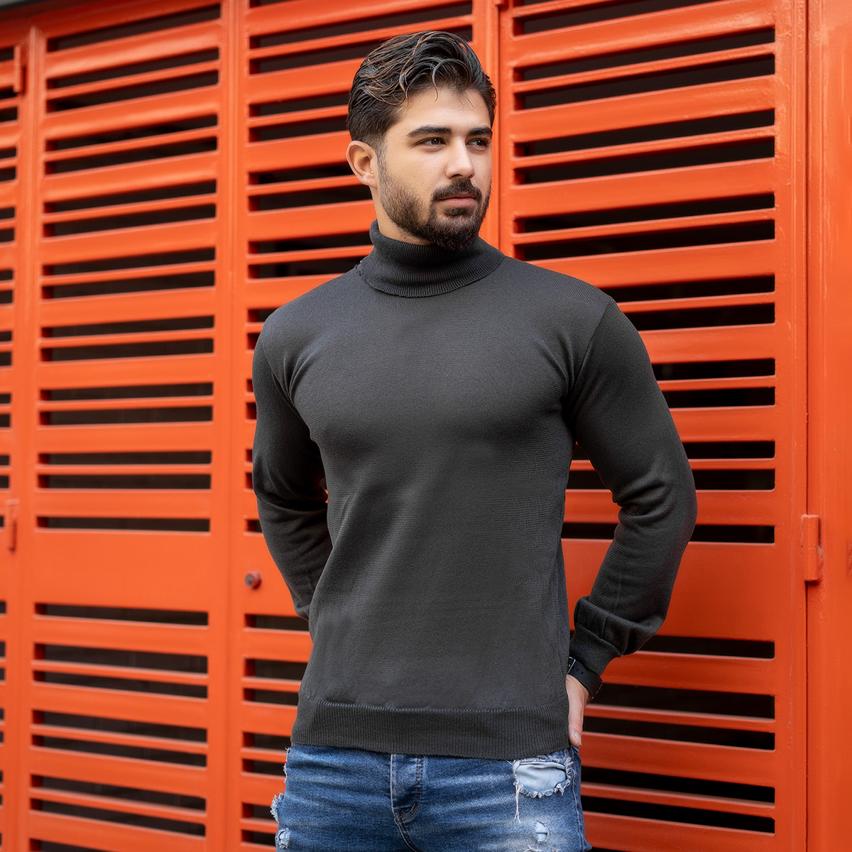 پلیور یقه اسکی قهوه ای(T) مردانه مدلborin