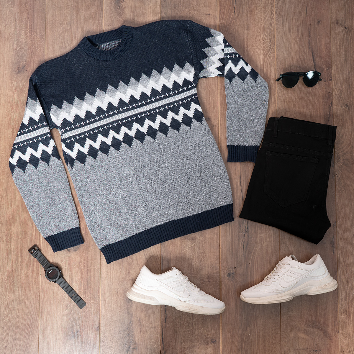 پلیور مردانه سرمه ای طوسی مدل Arena