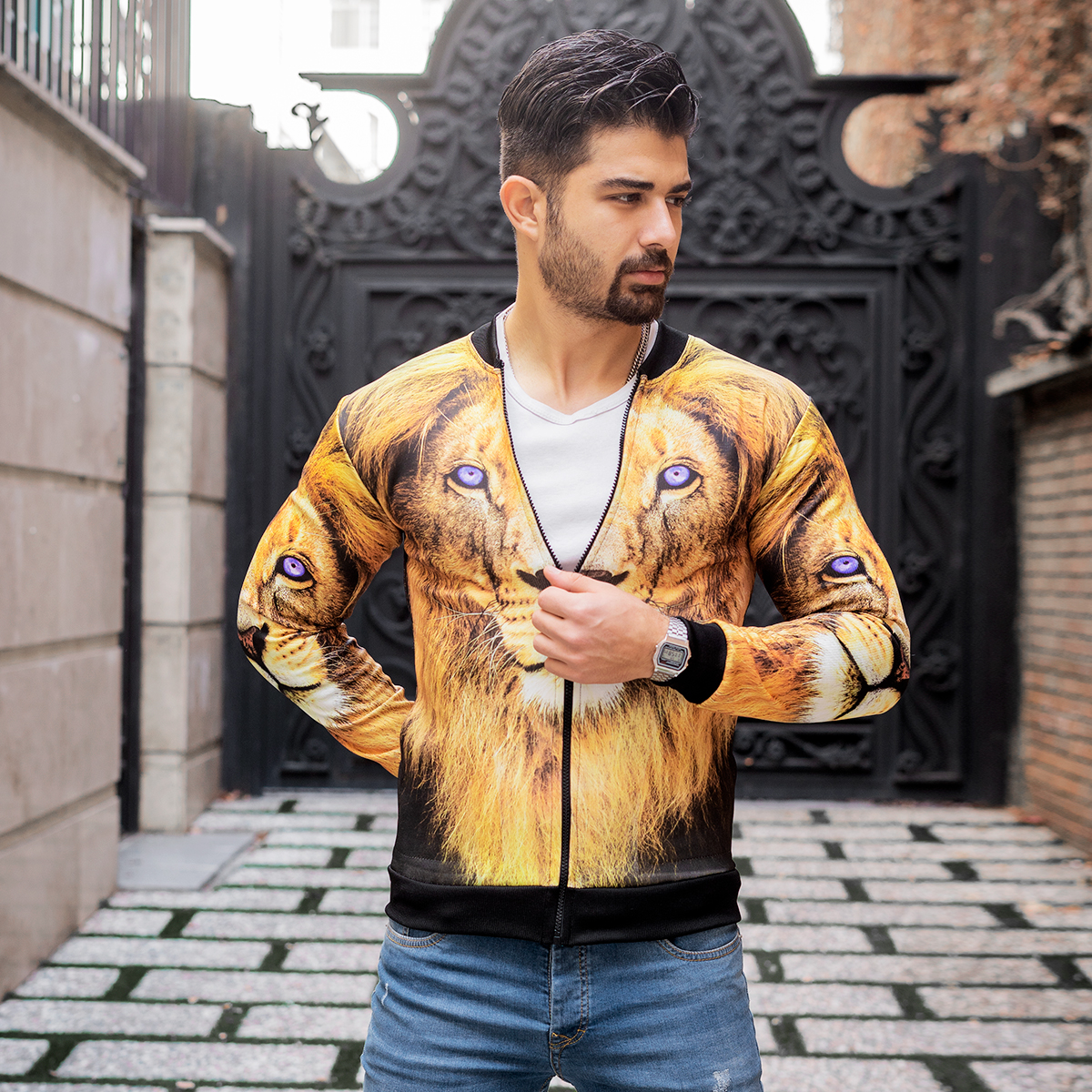 سوییشرت مردانه طرح شیر مدل L712