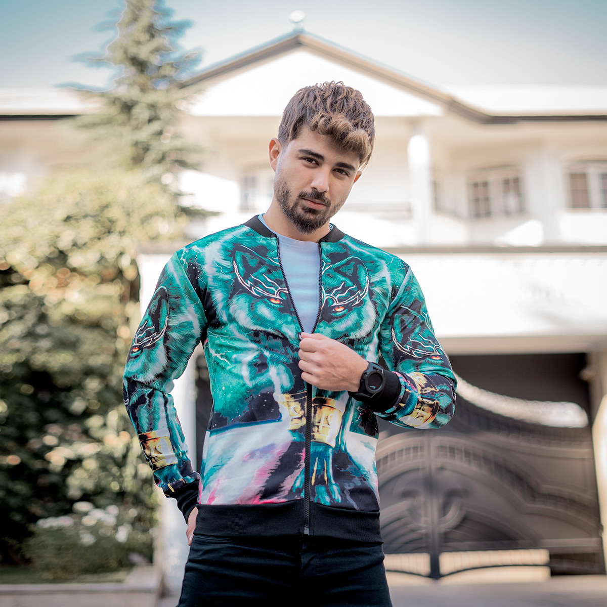 سوییشرت مردانه طرح گرگ مدل L712