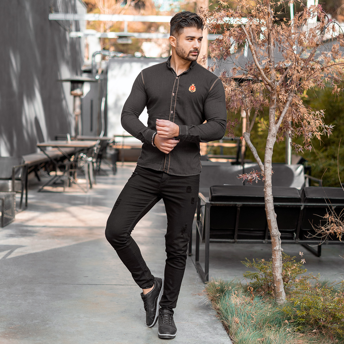 پیراهن مردانه مشکی مدل Gabi