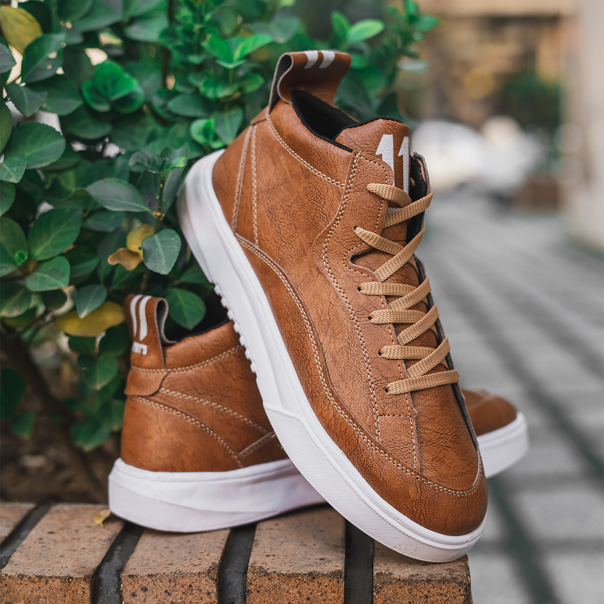 کفش تخت مردانه عسلی تیره مدل 11BYBY