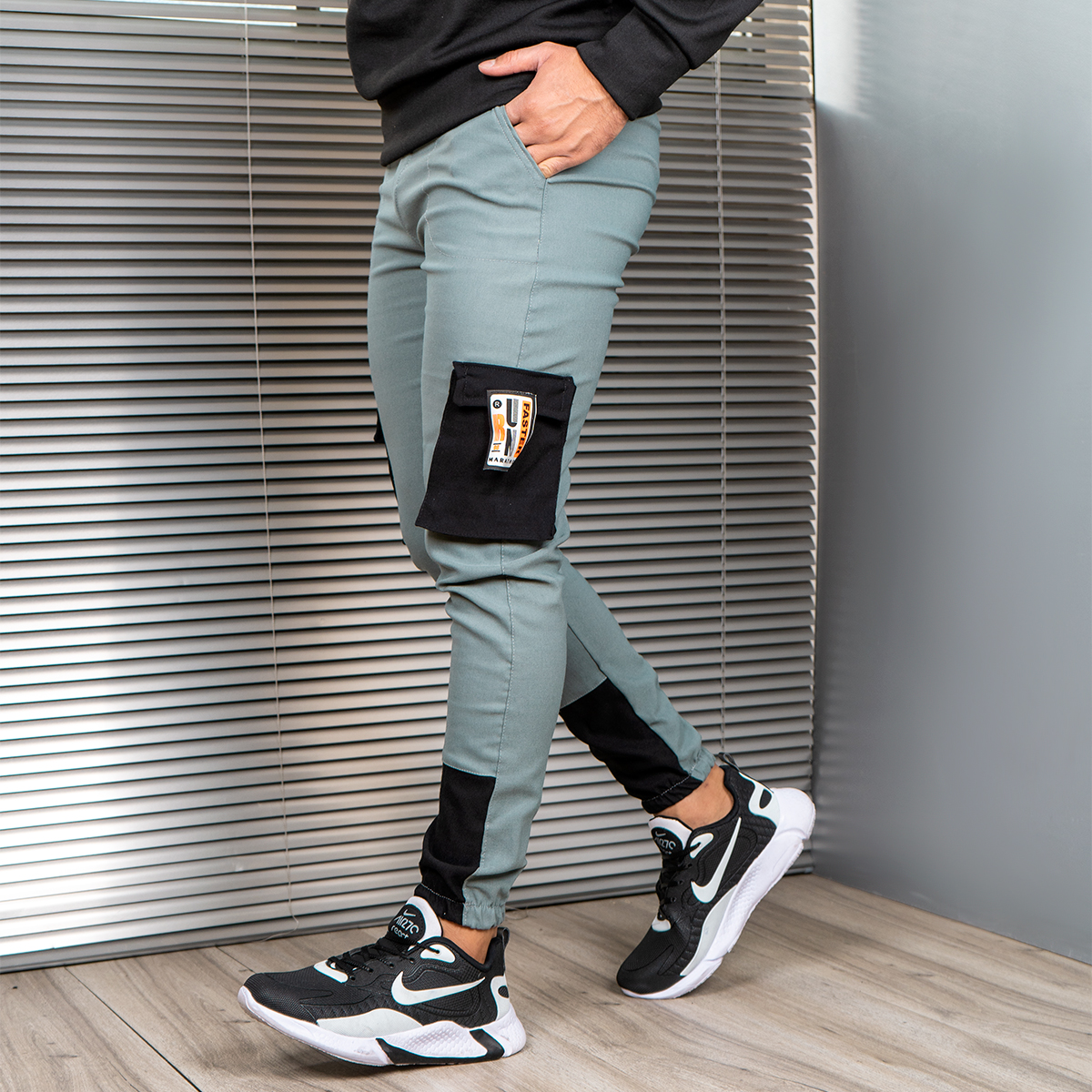 شلوار اسلش مردانه مشکی طوسی مدل Radan