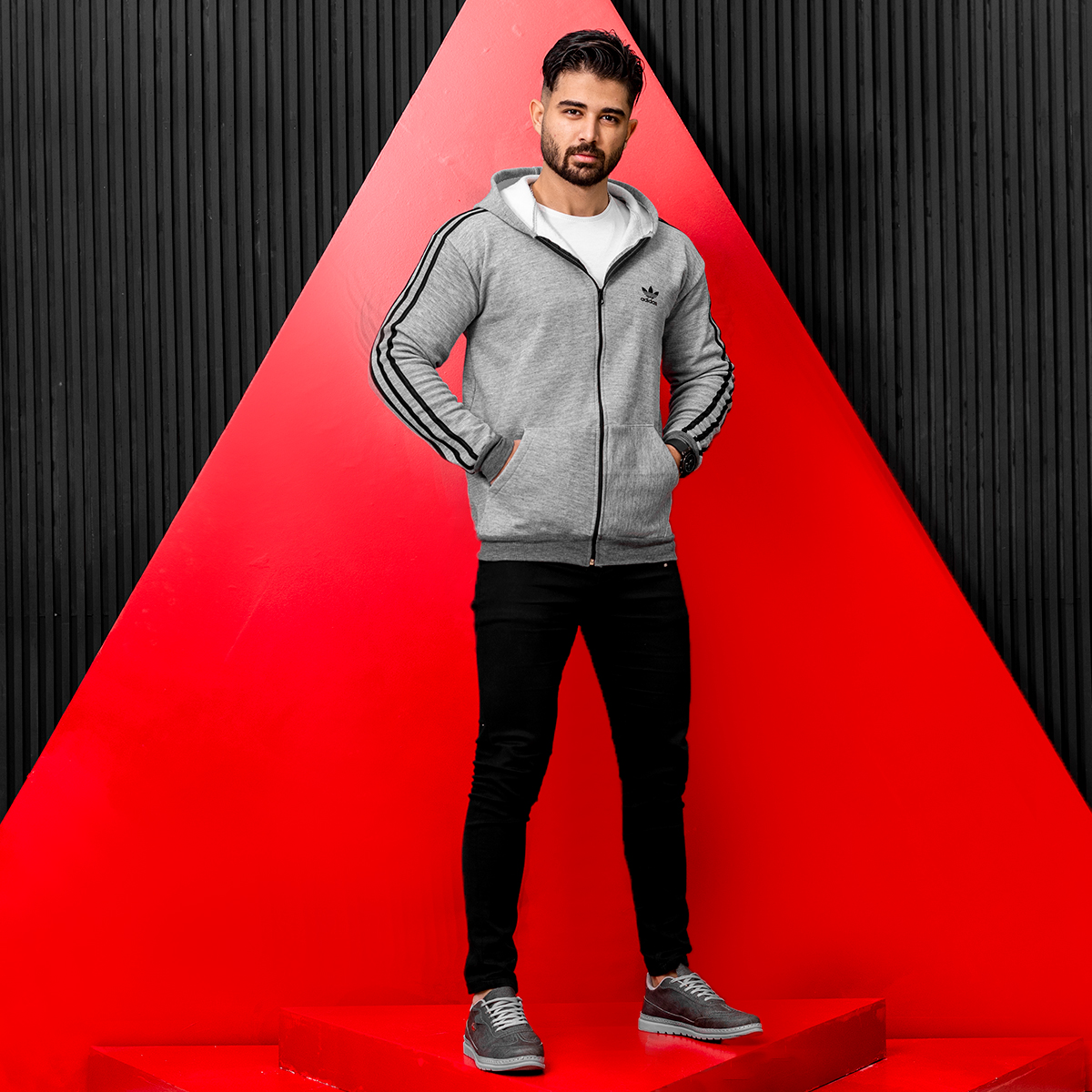 سوییشرت طوسی Adidas مردانه مدلAlkan