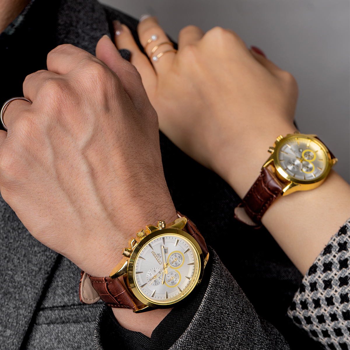 ست ساعت Citizen قهوه ای ساده مدلZ12