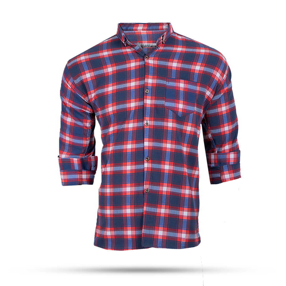 پیراهن مردانه چهارخونه سرمه ای قرمز مدل Tivon