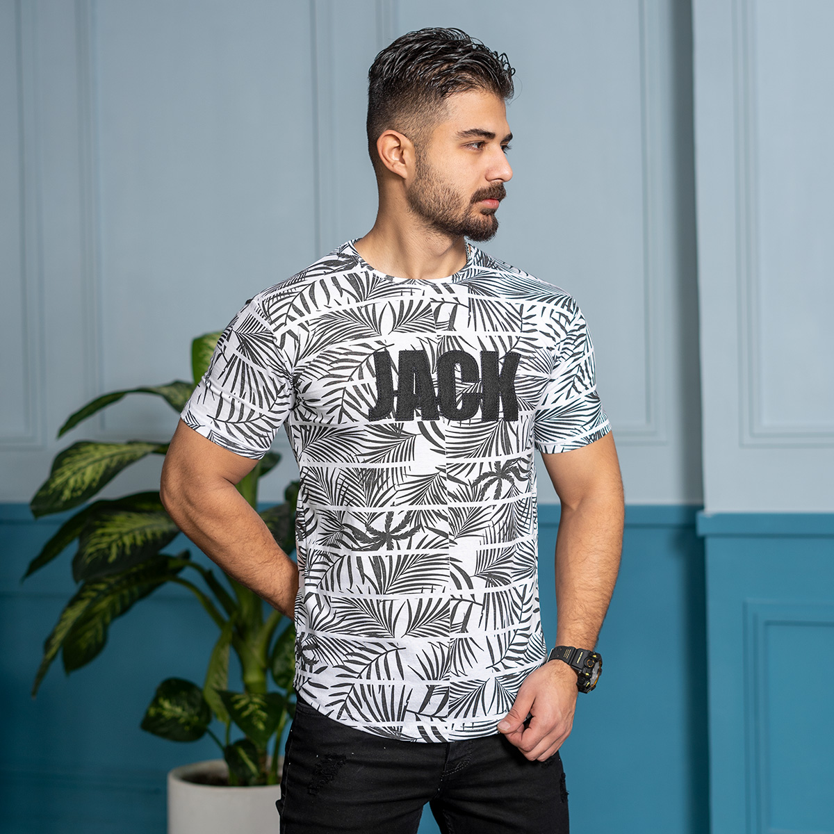 تیشرت مردانه سفید مدل Jack