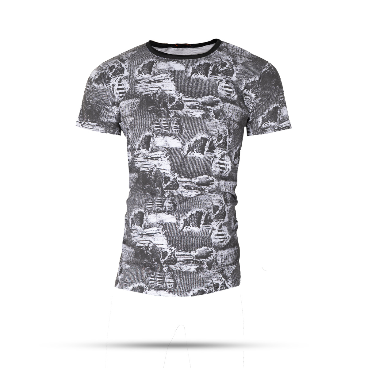 تیشرت طرحدار طوسی مردانه مدل TOTIX