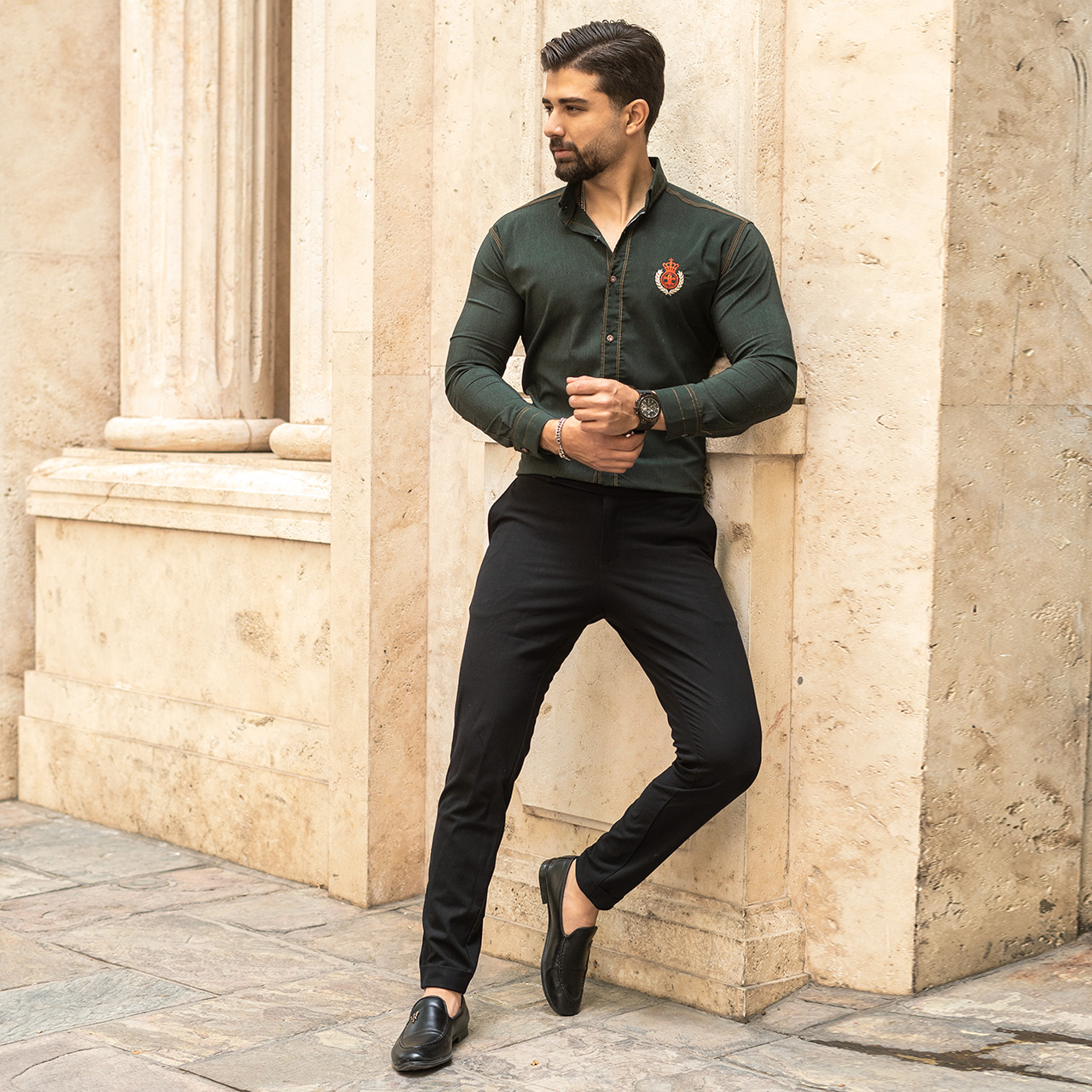 پیراهن مردانه سبز(T)مدل gabi