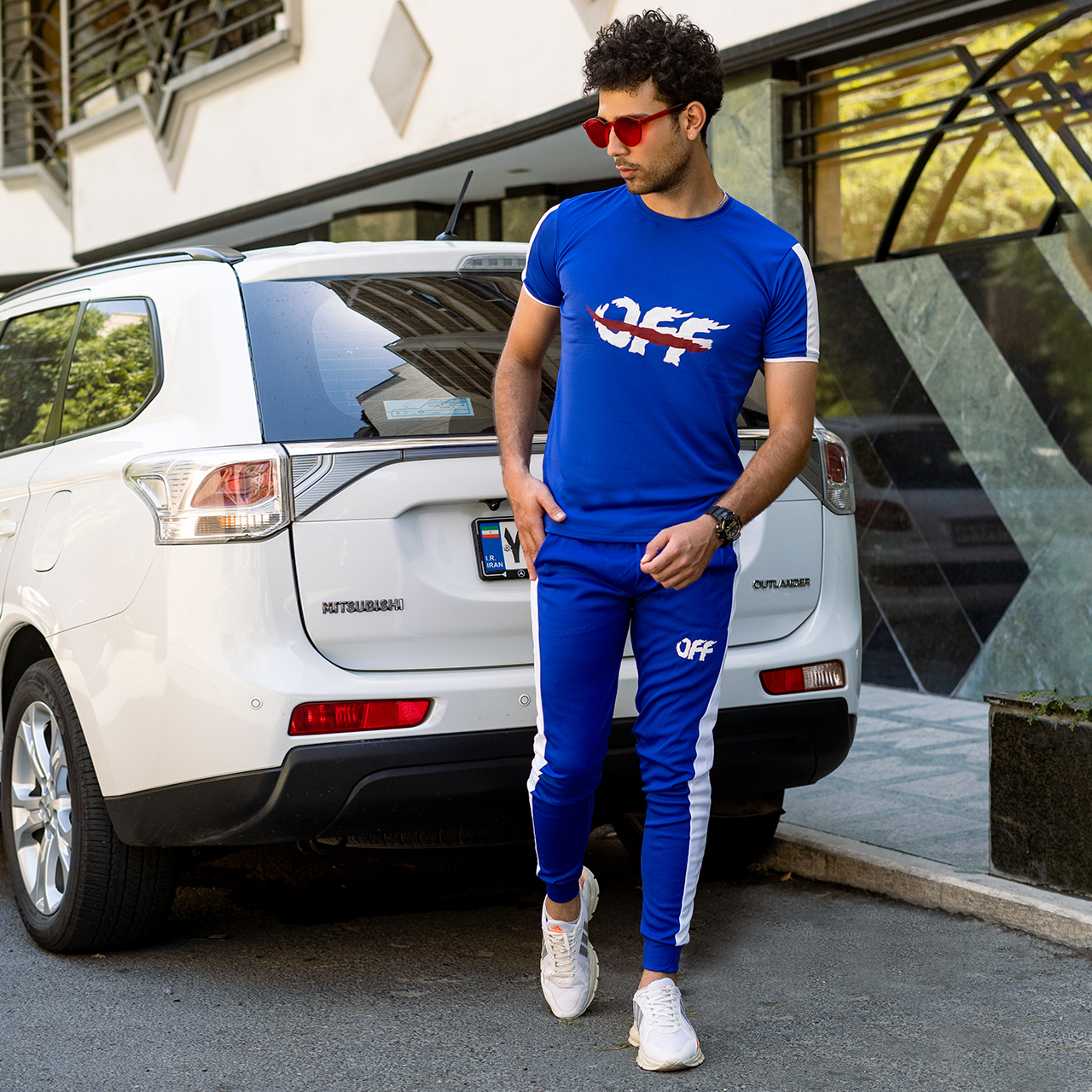 ست تیشرت شلوار off آبی مردانه مدل O77