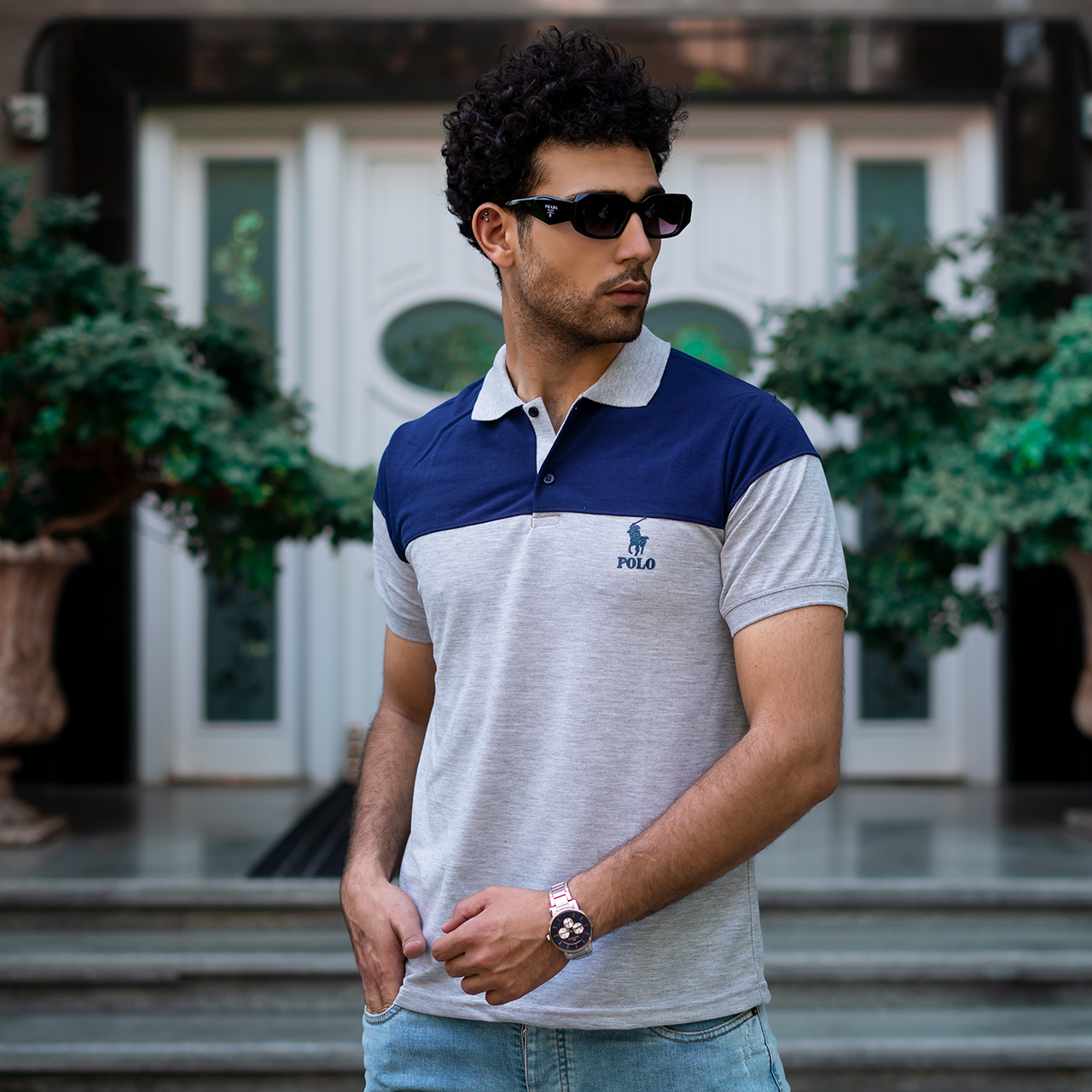 تیشرت مردانه POLO طوسی- سرمه ای مردانه Mazyar