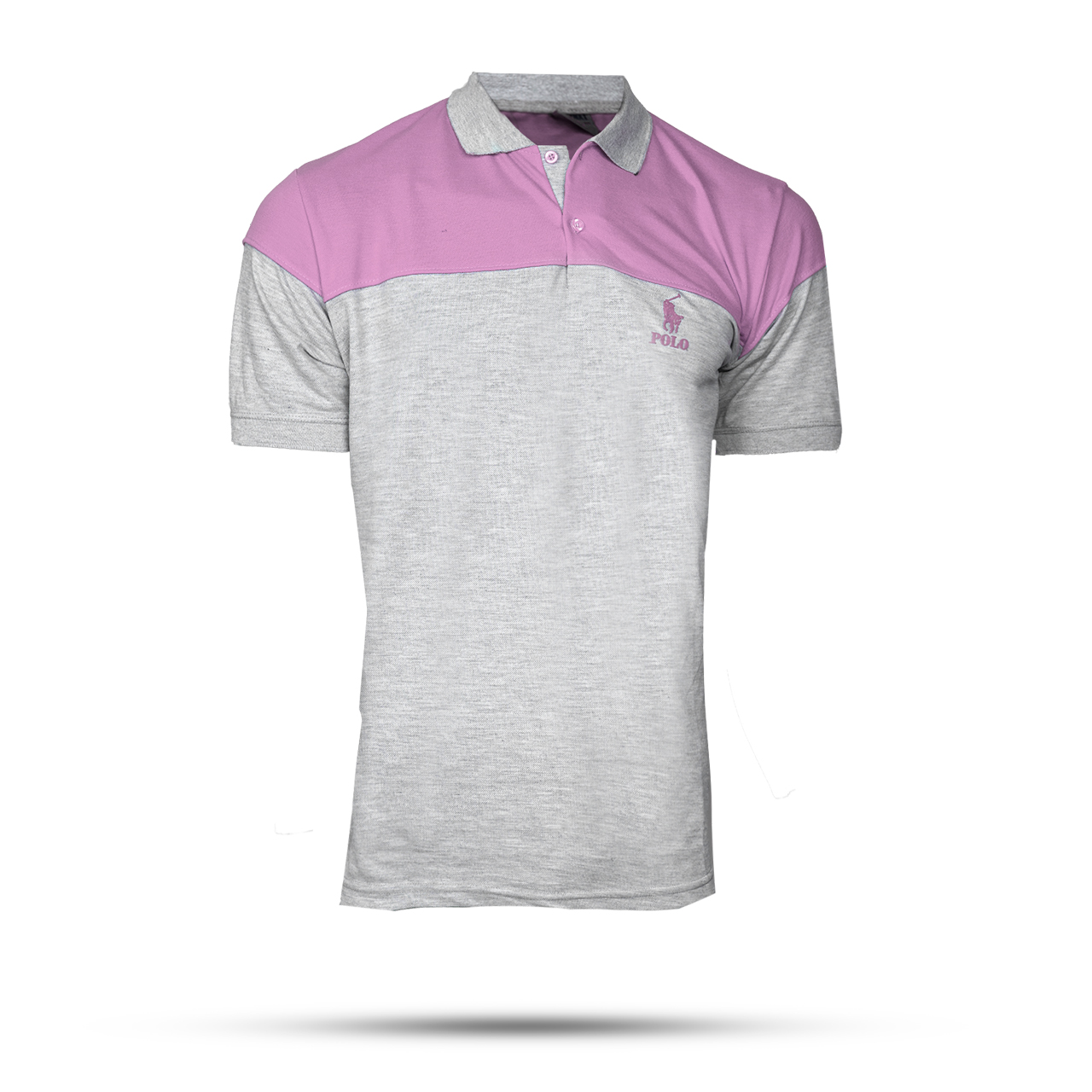 تیشرت مردانه POLO طوسی- صورتی مردانه Mazyar