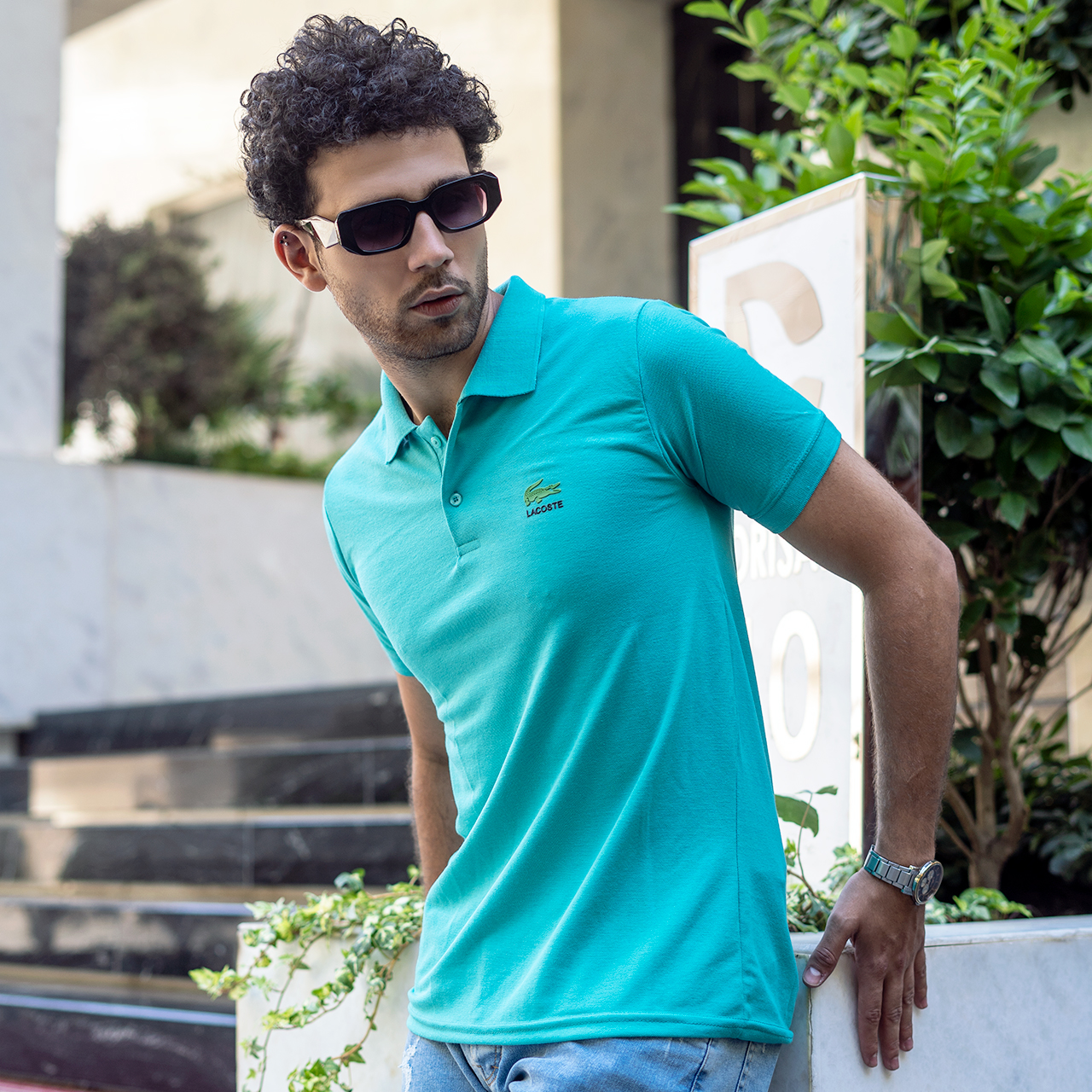 تیشرت مردانه Lacoste جودون-سبز آبی مدل Mahyar