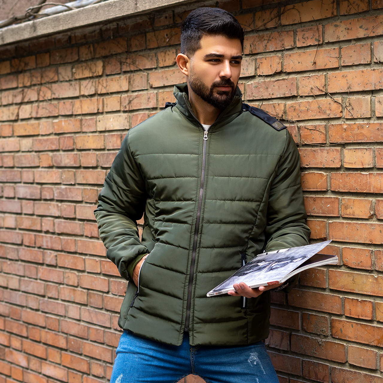 کاپشن مردانه ساده سبز مدلAidin