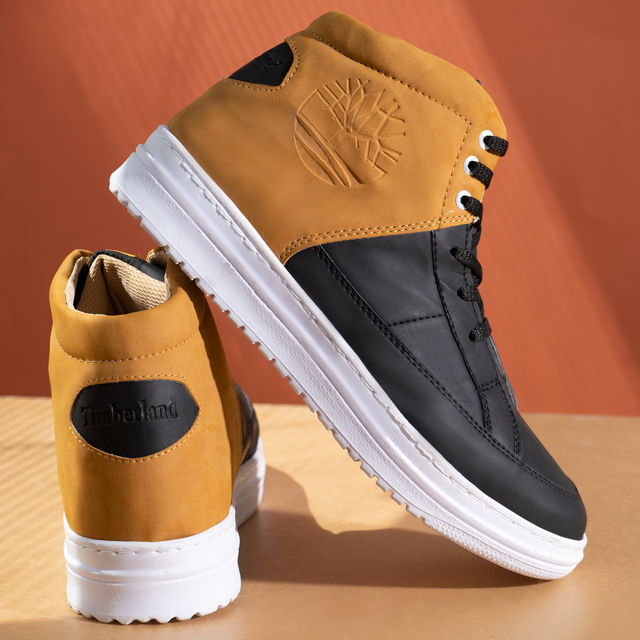 کفش ساقدار مردانه مشکی عسلی مدل R88