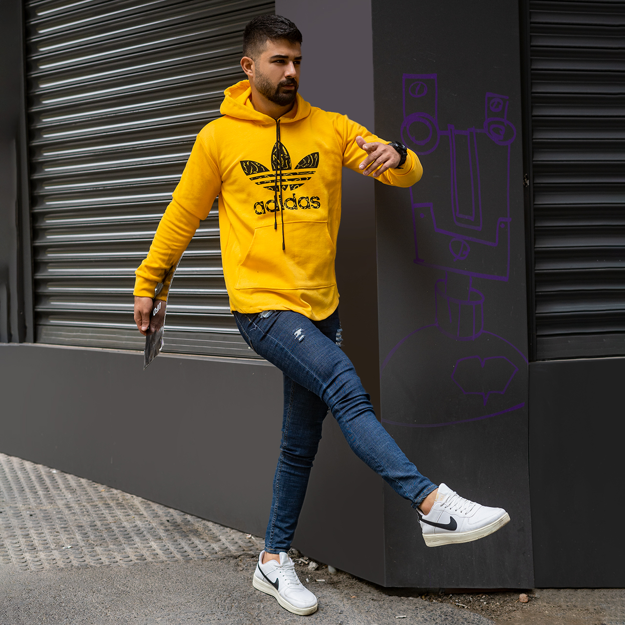 هودی Adidas مردانه زرد مدلQs