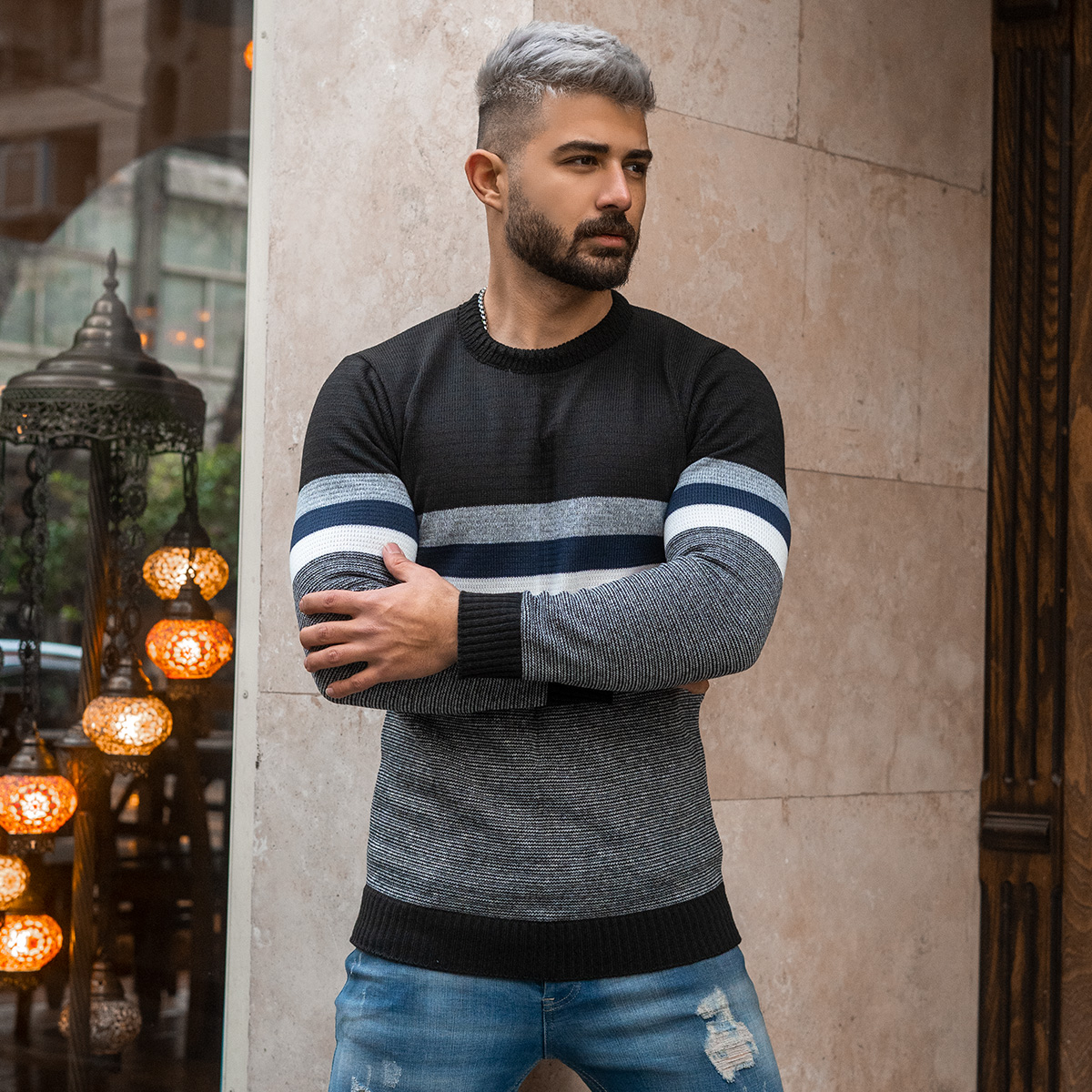 پلیور مردانه مشکی مدل MISHA