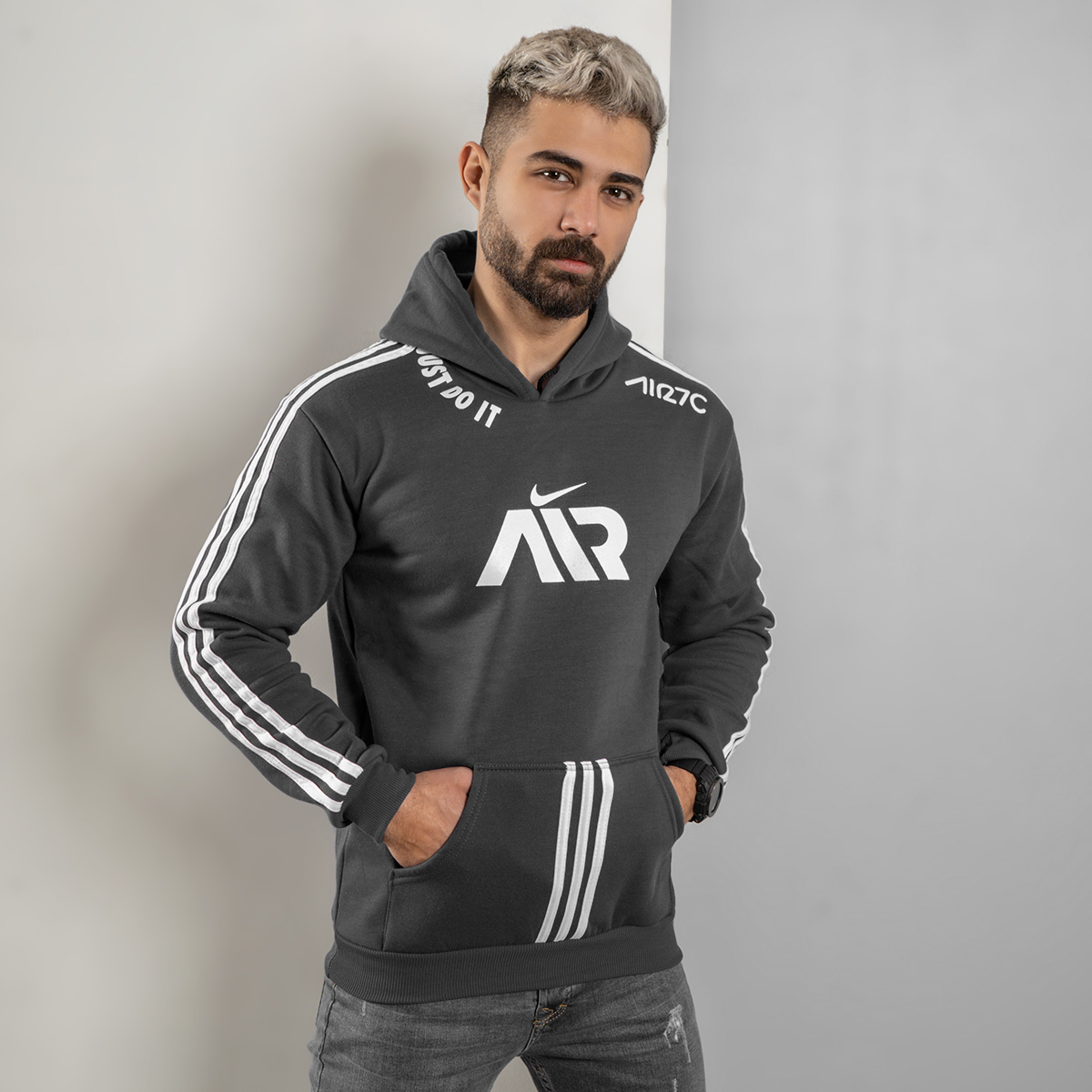 هودی NikeAir طوسی مردانه مدلHaman