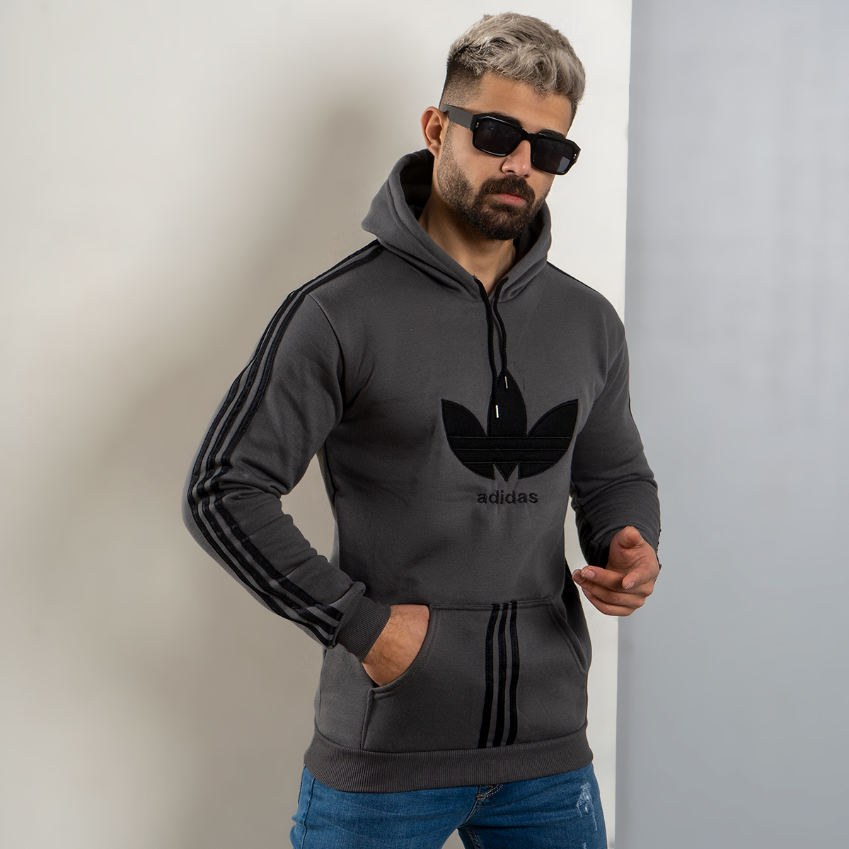 هودی مردانه Adidas طوسی مدل Patrick