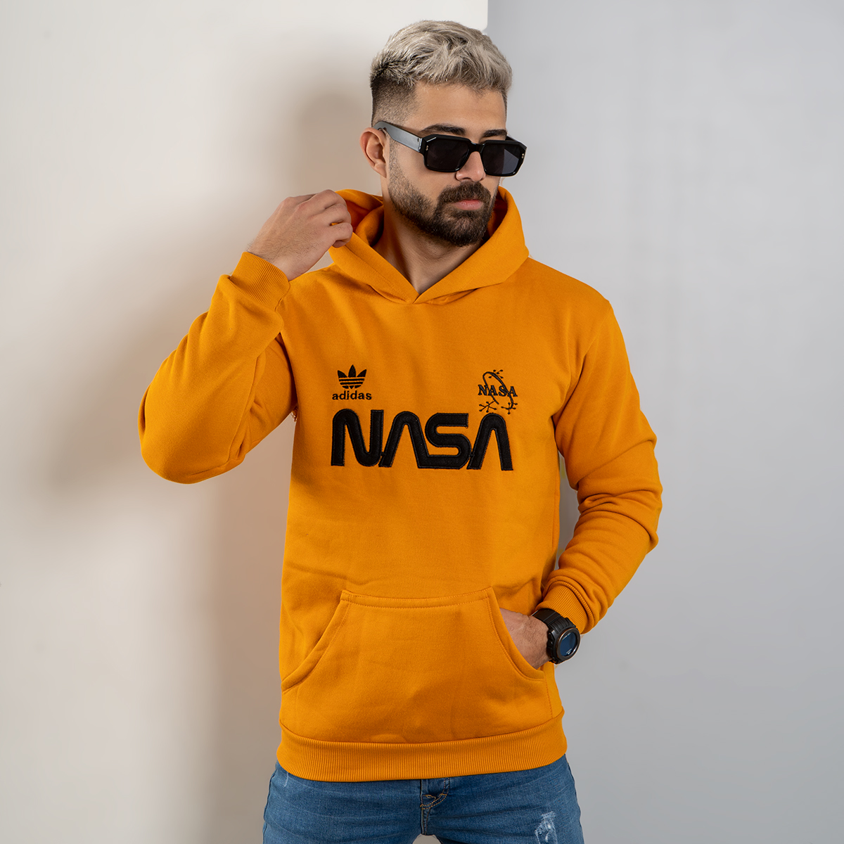 هودی مردانه Nasa خردلی مدل Jason