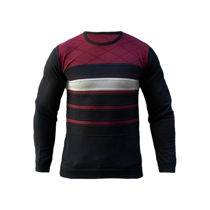 پلیور مردانه راه راه قرمز مدل Maron