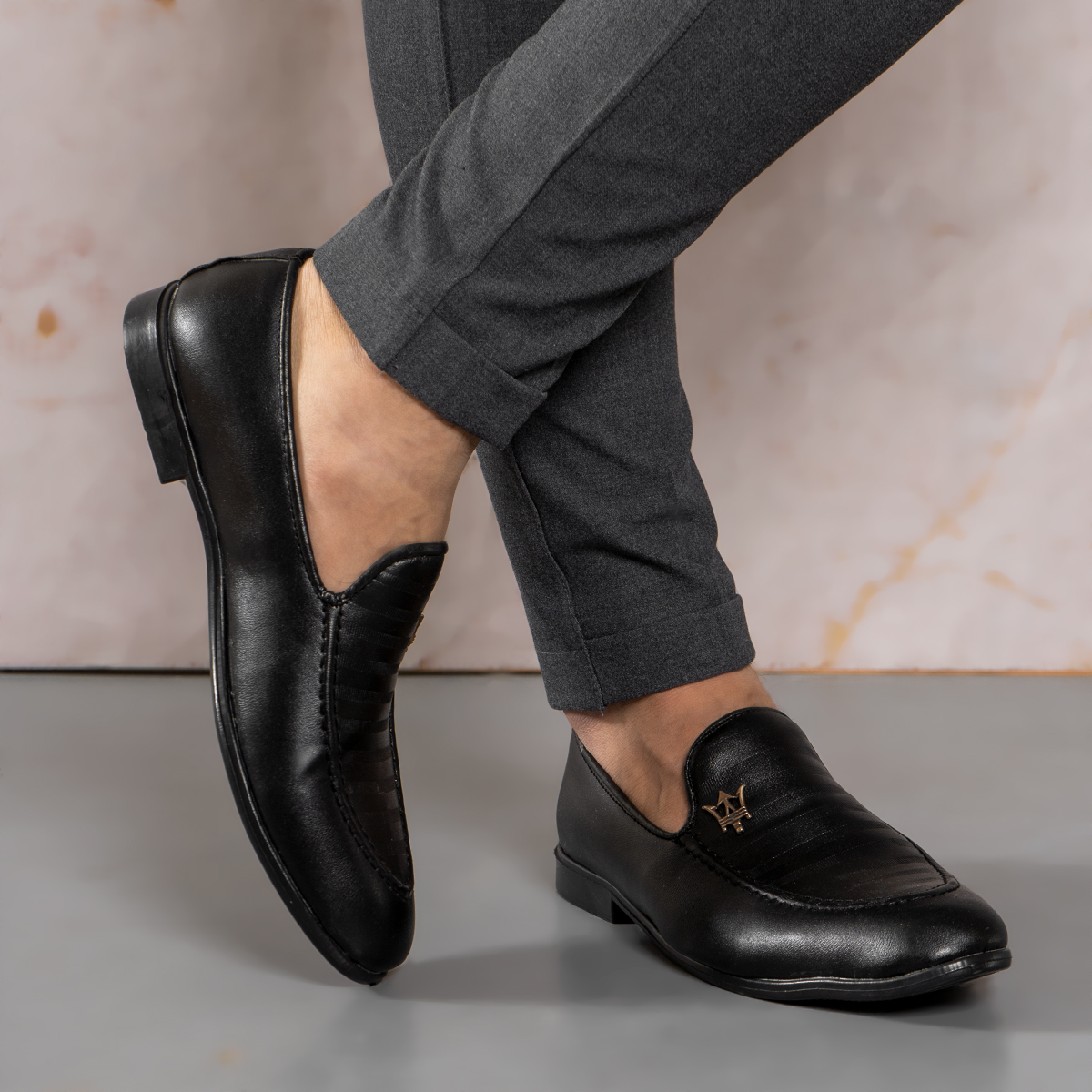 کفش کالج مازراتی مشکی طرح خطی مردانه مدل BAVINO