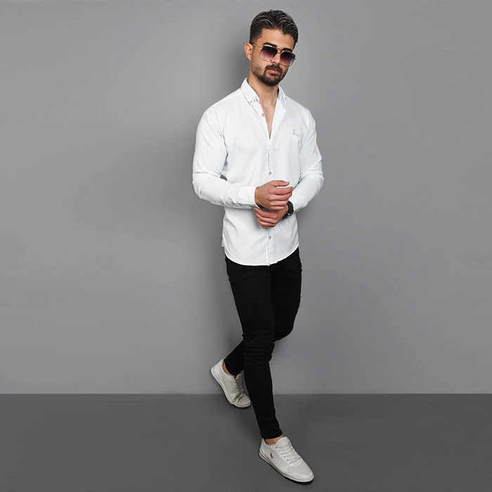 پیراهن سفید مردانه مدل Fendi