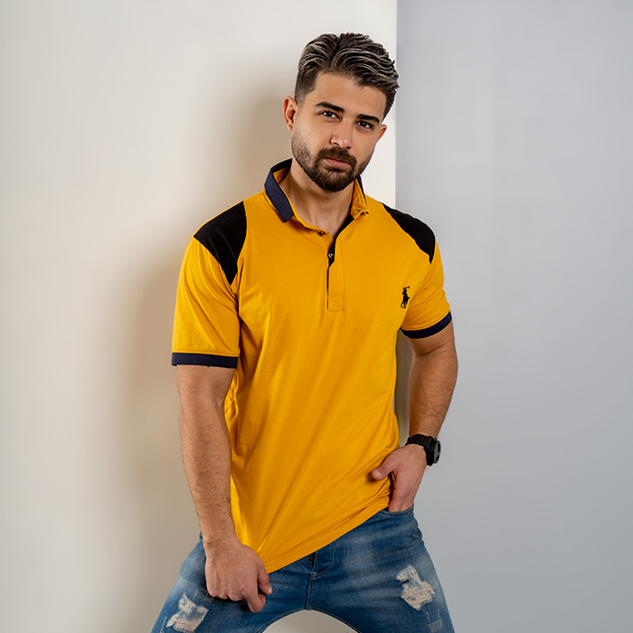 تیشرت Polo خردلی مردانه مدل HAKO