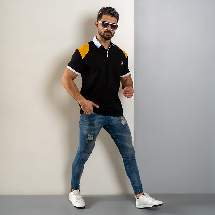تیشرت Polo مشکی مردانه مدل HAKO