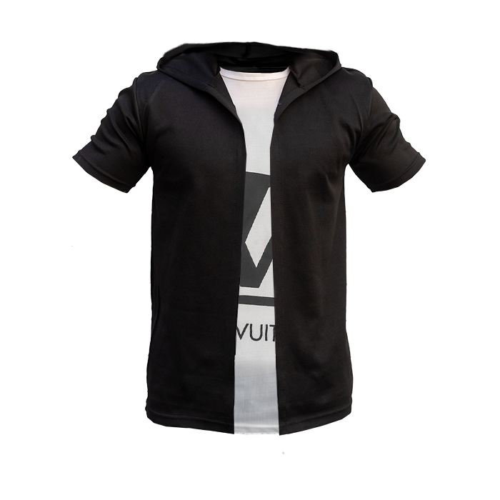 هودی مردانه مشکی سفید مدل LV