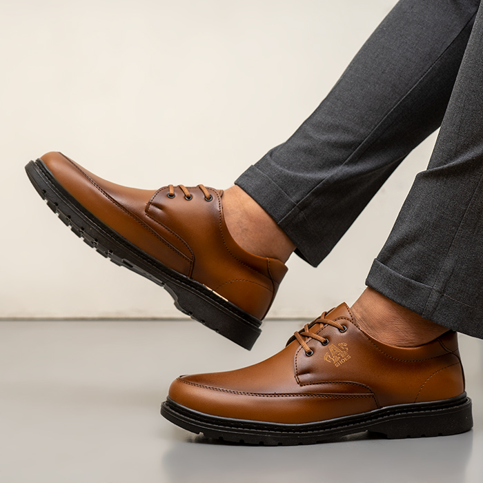 کفش تخت مردانه عسلی مدل NOYAN