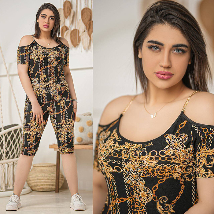 ست تاپ شلوارک زنانه طرح زنجیر مدل Sima