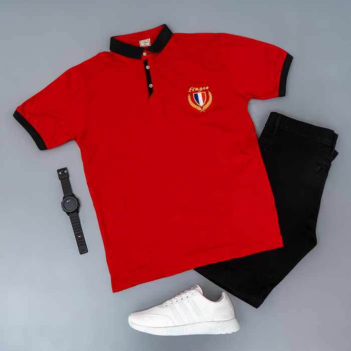 تیشرت مردانه قرمز مدل RIBAN