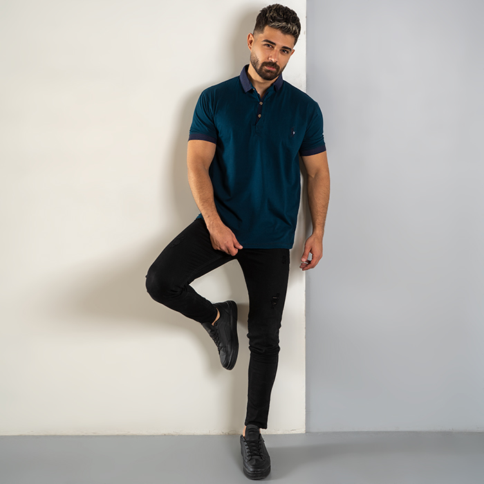 تیشرت مردانه سبزکله غازی مدل Polo90