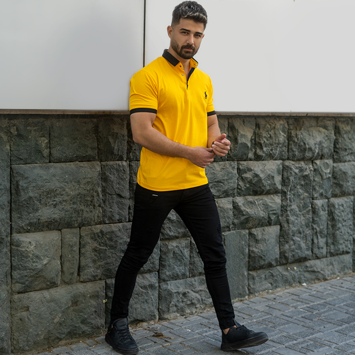 تیشرت مردانه خردلی مدل Polo90