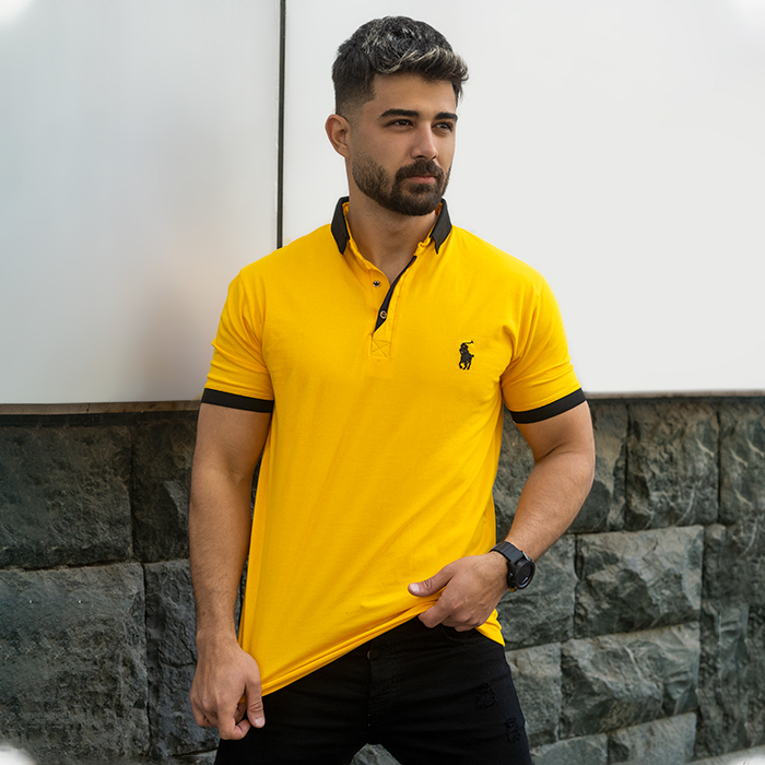 تیشرت مردانه خردلی مدل Polo90