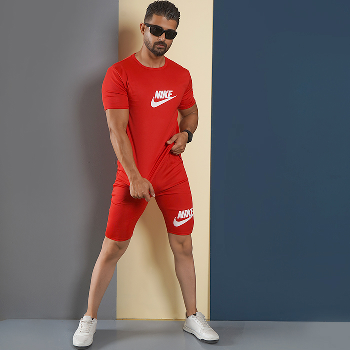 ست تیشرت شلوارک NIKE قرمزمردانه مدل Sarox